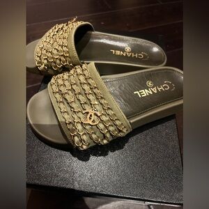 Chanel CC Chain Slide Sandals